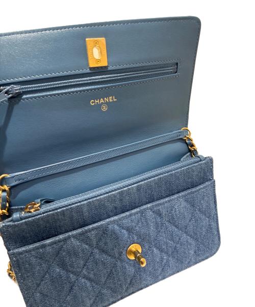 CHANEL（シャネル）CHANEL (シャネル) タイムレスクラシック/マトラッセデニムチェーンショルダーウォレット ブルーの古着・服飾アイテム