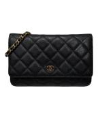 CHANELシャネル）の古着「タイムレスクラシック/マトラッセ チェーンショルダーウォレット」｜ブラック