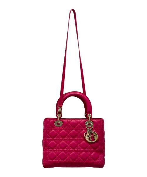 Christian Dior（クリスチャン ディオール）Christian Dior (クリスチャン ディオール) LADY DIOR ミディアムハンドバッグ ピンク サイズ:ミディアムの古着・服飾アイテム