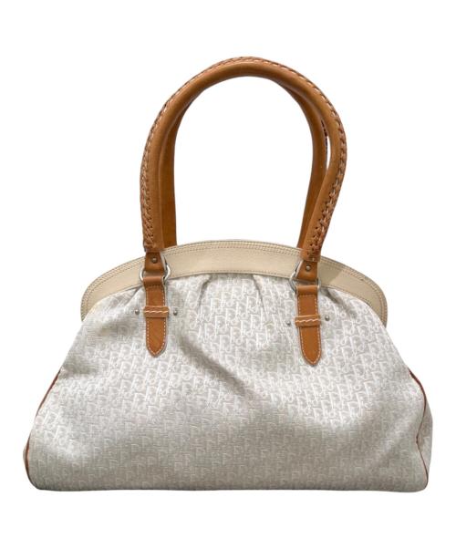 Christian Dior（クリスチャン ディオール）Christian Dior (クリスチャン ディオール) トロッターがま口ハンドバッグ ホワイトの古着・服飾アイテム