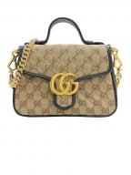 GUCCIグッチ）の古着「GGマーモント ミニトップハンドルバッグ」｜ベージュ