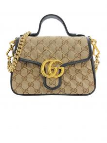 GUCCI（グッチ）の古着「GGマーモント ミニトップハンドルバッグ」｜ベージュ