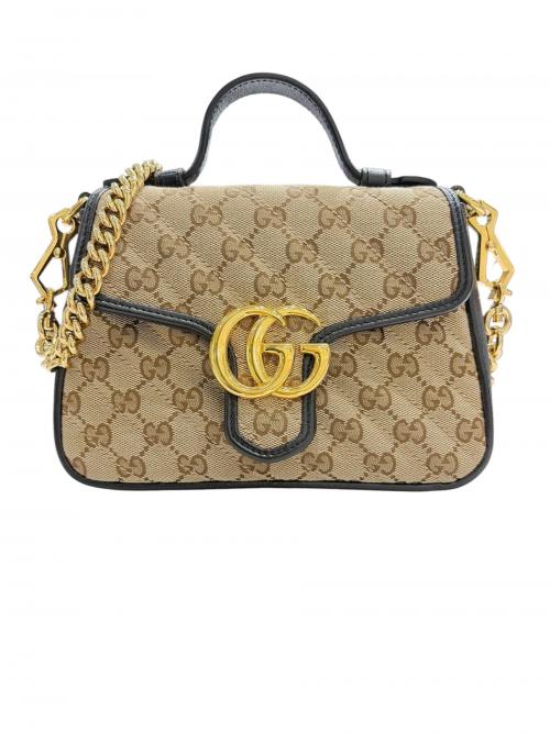 GUCCI（グッチ）GUCCI (グッチ) GGマーモント ミニトップハンドルバッグ ベージュ サイズ:-の古着・服飾アイテム