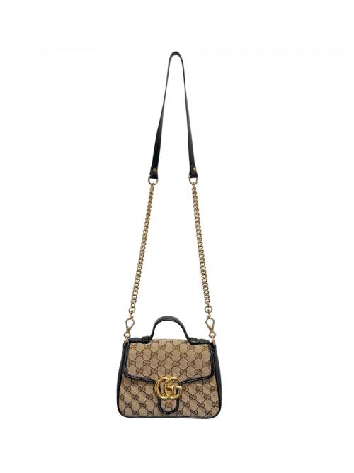 GUCCI（グッチ）GUCCI (グッチ) GGマーモント ミニトップハンドルバッグ ベージュ サイズ:-の古着・服飾アイテム