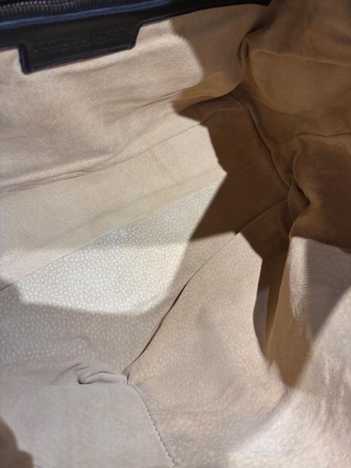 BOTTEGA VENETA（ボッテガベネタ）BOTTEGA VENETA (ボッテガベネタ) イントレチャートハンドバッグ ブラック×ピンクの古着・服飾アイテム