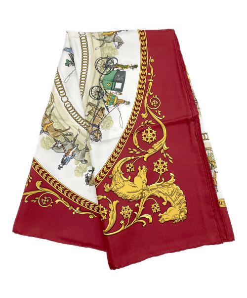 HERMES（エルメス）HERMES (エルメス) カレ90/ロンシャンへの散歩 レッド サイズ:90の古着・服飾アイテム
