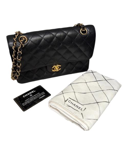 CHANEL（シャネル）CHANEL (シャネル) マトラッセ23/Wフラップチェーンショルダーバッグ/キャビアスキン/ゴールド金具/1919****/2014年頃 ブラック×ゴールド金具 サイズ:23の古着・服飾アイテム