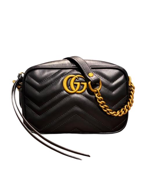 GUCCI（グッチ）GUCCI (グッチ) GGマーモント カメラショルダーバッグ ブラックの古着・服飾アイテム