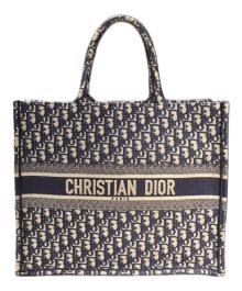 Christian Dior（クリスチャン ディオール）の古着「ブックトートバッグ ラージ」｜ベージュ×ネイビー