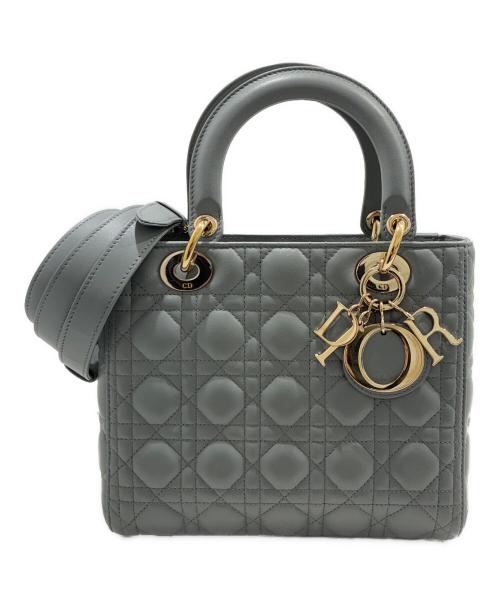 Christian Dior（クリスチャン ディオール）Christian Dior (クリスチャン ディオール) LADY DIOR ミディアム ハンドバッグ グレー サイズ:ミディアムの古着・服飾アイテム