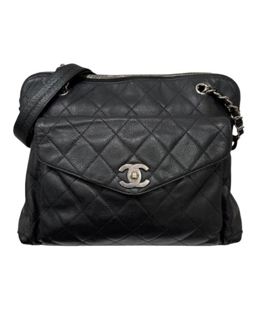 CHANEL（シャネル）CHANEL (シャネル) フラップポケットチェーンショルダートートバッグ ブラックの古着・服飾アイテム
