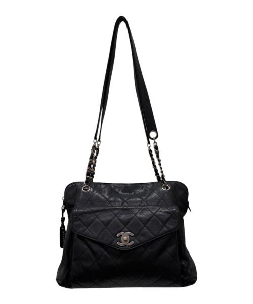 CHANEL（シャネル）CHANEL (シャネル) フラップポケットチェーンショルダートートバッグ ブラックの古着・服飾アイテム
