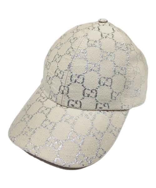 GUCCI（グッチ）GUCCI (グッチ) ラメ ベースボールキャップ ホワイト サイズ:Mの古着・服飾アイテム