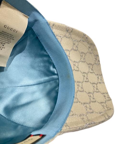 GUCCI（グッチ）GUCCI (グッチ) ラメ ベースボールキャップ ホワイト サイズ:Mの古着・服飾アイテム