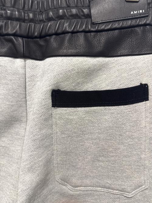 AMIRI（アミリ）AMIRI (アミリ) レザー切替スウェットパンツ グレー サイズ:40の古着・服飾アイテム