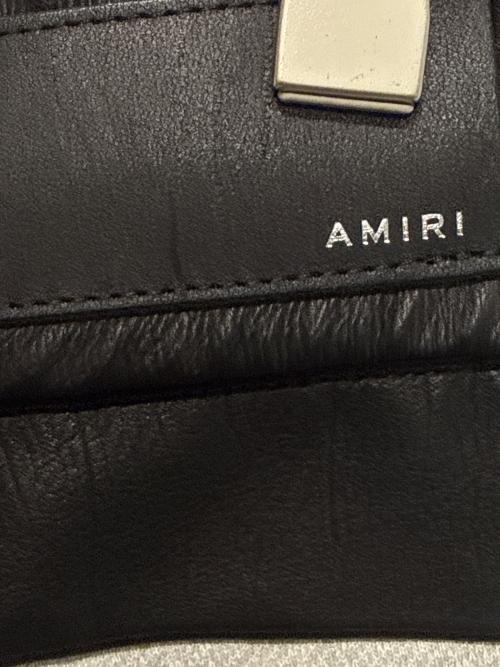 AMIRI（アミリ）AMIRI (アミリ) レザー切替スウェットパンツ グレー サイズ:40の古着・服飾アイテム