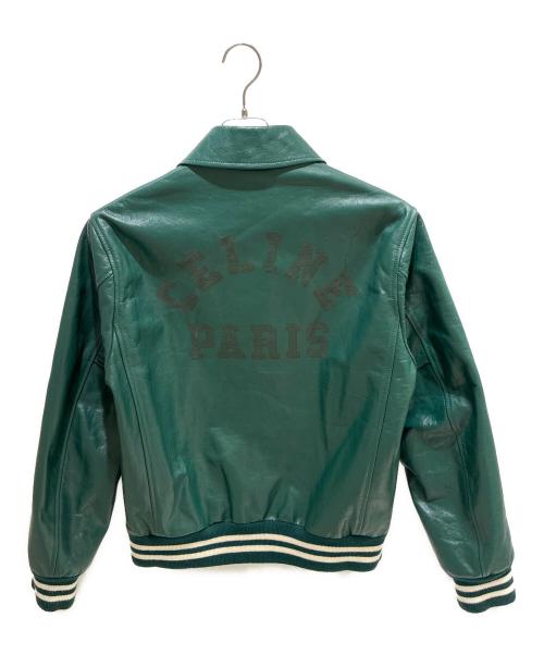 CELINE（セリーヌ）CELINE (セリーヌ) Leather Varsity Jacket/レザーアワードジャケット/2ED80132O グリーン サイズ:36の古着・服飾アイテム