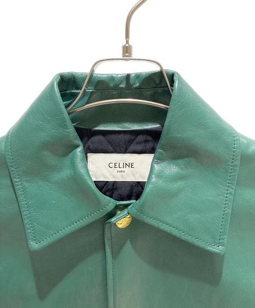 CELINE（セリーヌ）CELINE (セリーヌ) Leather Varsity Jacket/レザーアワードジャケット/2ED80132O グリーン サイズ:36の古着・服飾アイテム