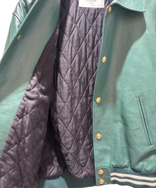 CELINE（セリーヌ）CELINE (セリーヌ) Leather Varsity Jacket/レザーアワードジャケット/2ED80132O グリーン サイズ:36の古着・服飾アイテム