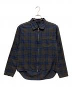 CHROME HEARTSクロムハーツ）の古着「HEYWOOD/ダガージップチェックシャツ」｜グレー×ネイビー