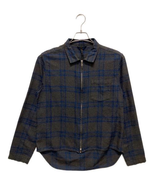 CHROME HEARTS（クロムハーツ）CHROME HEARTS (クロムハーツ) HEYWOOD/ダガージップチェックシャツ グレー×ネイビー サイズ:Mの古着・服飾アイテム