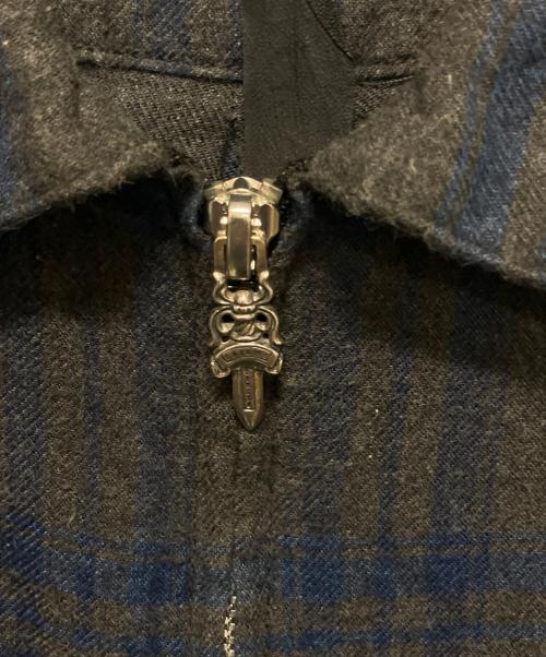CHROME HEARTS（クロムハーツ）CHROME HEARTS (クロムハーツ) HEYWOOD/ダガージップチェックシャツ グレー×ネイビー サイズ:Mの古着・服飾アイテム
