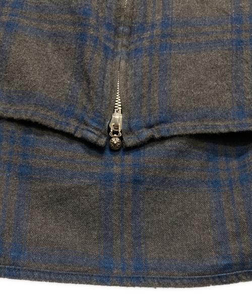 CHROME HEARTS（クロムハーツ）CHROME HEARTS (クロムハーツ) HEYWOOD/ダガージップチェックシャツ グレー×ネイビー サイズ:Mの古着・服飾アイテム