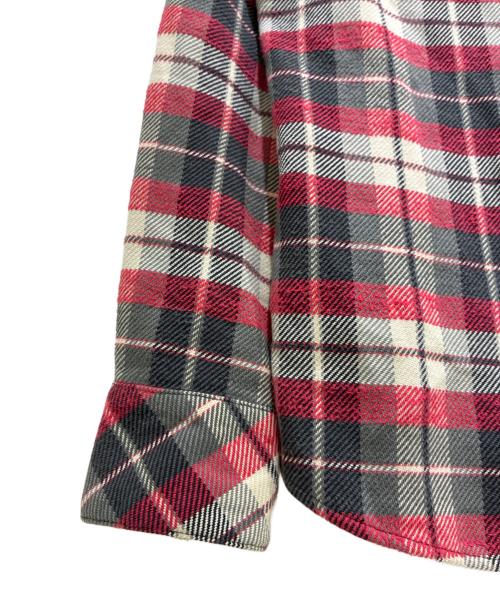 CHROME HEARTS（クロムハーツ）CHROME HEARTS (クロムハーツ) LOOSE ENDS L/S｜スターボタン クロスレザーパッチシャツ レッド×アイボリー×グレー サイズ:SMの古着・服飾アイテム