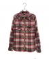CHROME HEARTS（クロムハーツ）の古着「LOOSE ENDS L/S｜スターボタン クロスレザーパッチシャツ」｜レッド×アイボリー×グレー