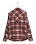 CHROME HEARTS (クロムハーツ) LOOSE ENDS L/S｜スターボタン クロスレザーパッチシャツ レッド×アイボリー×グレー サイズ:SM：240000円