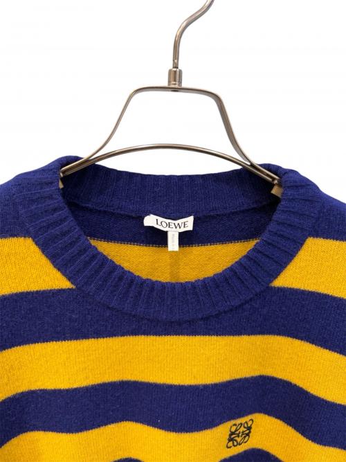 LOEWE（ロエベ）LOEWE (ロエベ) アナグラムボーダーニット ブルー×イエロー サイズ:Ｓの古着・服飾アイテム