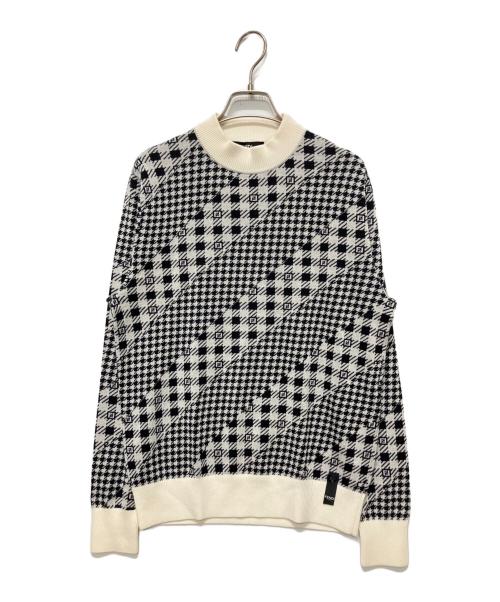 FENDI（フェンディ）FENDI (フェンディ) ロゴバイアスニット ホワイト×ブラック サイズ:46の古着・服飾アイテム