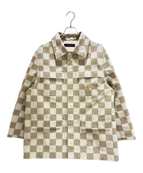 LOUIS VUITTON（ルイ ヴィトン）LOUIS VUITTON (ルイ ヴィトン) ダミエシャツジャケット/RM241 HQX HQS65E ブラウン×ホワイト サイズ:Mの古着・服飾アイテム