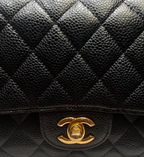 CHANEL（シャネル）CHANEL (シャネル) Wフラップチェーンショルダーバッグ/マトラッセ25/キャビアスキン ブラック サイズ:25の古着・服飾アイテム