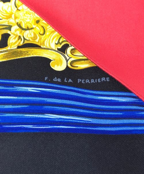 HERMES（エルメス）HERMES (エルメス) カレ90ETRIERS ブラック×ピンクの古着・服飾アイテム