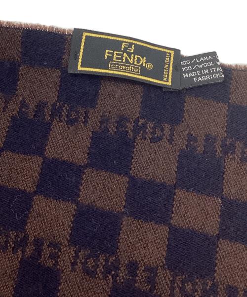FENDI（フェンディ）FENDI (フェンディ) マフラー ネイビー×ブラウンの古着・服飾アイテム