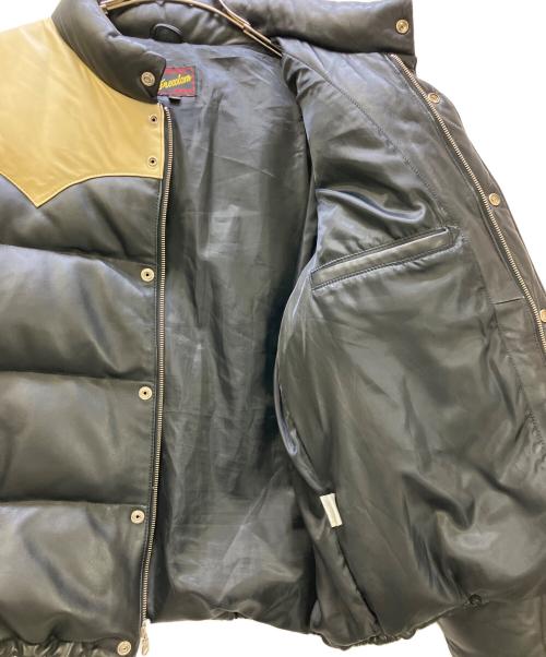FREEDOM（フリーダム）FREEDOM (フリーダム) ウェスタンヨークレザーダウンジャケット ベージュ×ブラック サイズ:XLの古着・服飾アイテム