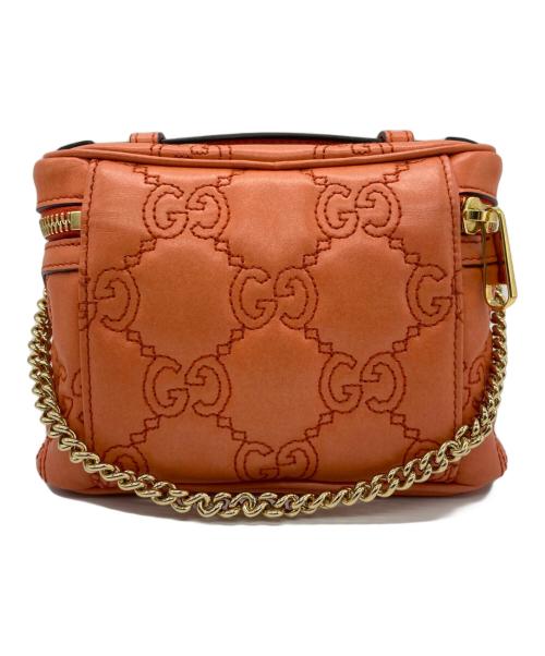 GUCCI（グッチ）GUCCI (グッチ) チェーンショルダーバッグ GGマトラッセ ミニトップハンドルバッグ オレンジの古着・服飾アイテム