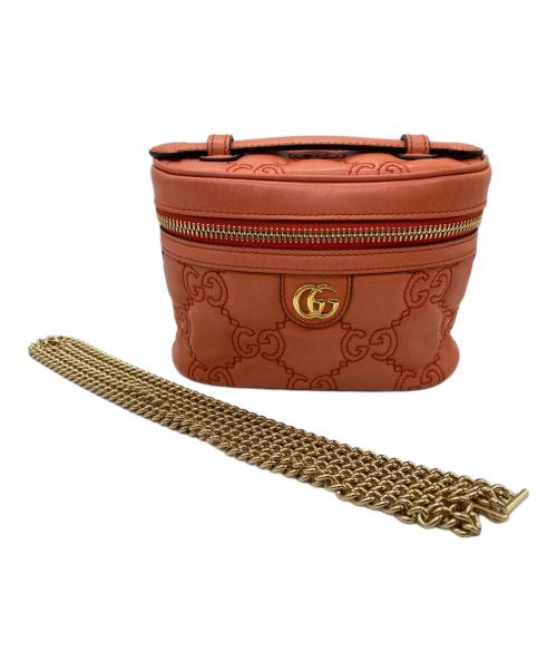 GUCCI（グッチ）GUCCI (グッチ) チェーンショルダーバッグ GGマトラッセ ミニトップハンドルバッグ オレンジの古着・服飾アイテム