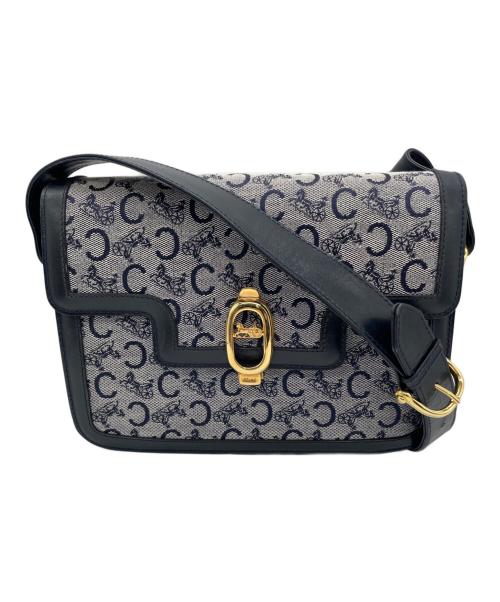 CELINE（セリーヌ）CELINE (セリーヌ) ヴィンテージショルダーバッグ ネイビー×ゴールドの古着・服飾アイテム