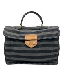 PRADA（プラダ）の古着「2WAYキャンバスバッグ カナパキャンバス ボーダー」｜ブラック×グレー