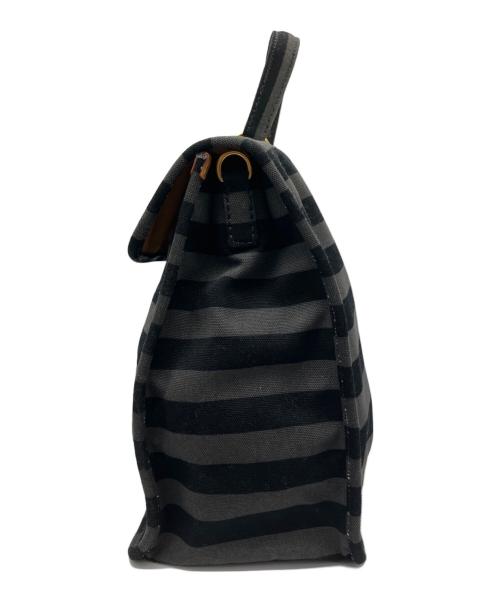 PRADA（プラダ）PRADA (プラダ) 2WAYキャンバスバッグ カナパキャンバス ボーダー ブラック×グレーの古着・服飾アイテム