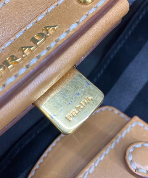 PRADA（プラダ）PRADA (プラダ) 2WAYキャンバスバッグ カナパキャンバス ボーダー ブラック×グレーの古着・服飾アイテム