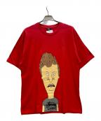 stussy×BEAVIS AND BUTT HEADステューシー×ビーバス・アンド・バットヘッド）の古着「半袖カットソー」｜レッド