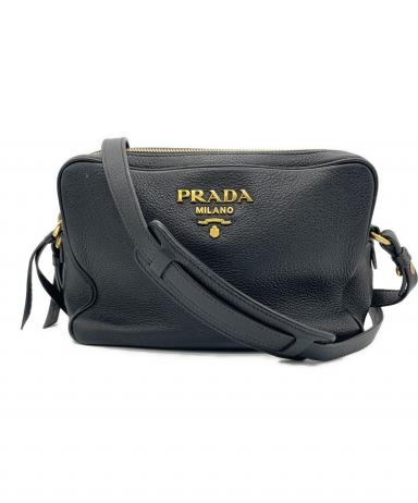 中古・古着通販】PRADA (プラダ) レザーショルダーバッグ ブラック