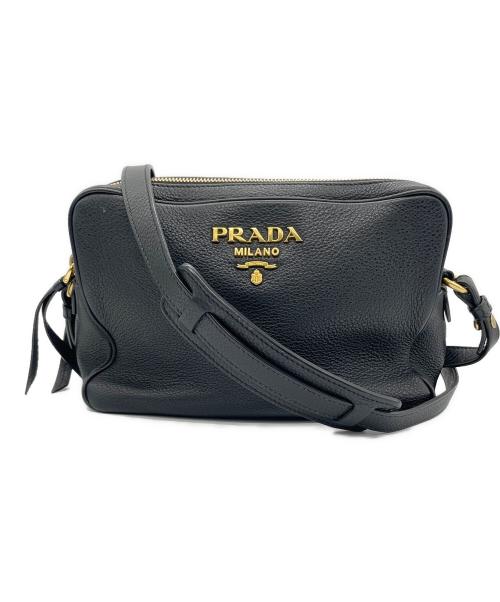 PRADA（プラダ）PRADA (プラダ) レザーショルダーバッグ ブラックの古着・服飾アイテム