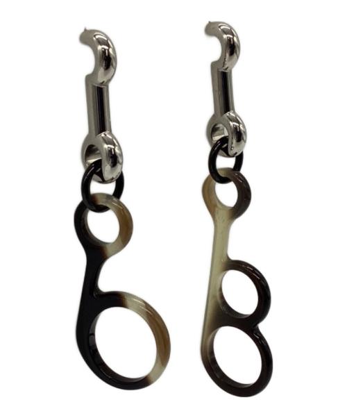 HERMES（エルメス）HERMES (エルメス) ピアス ラプソディ バッファローホーン ブラウン×シルバーの古着・服飾アイテム