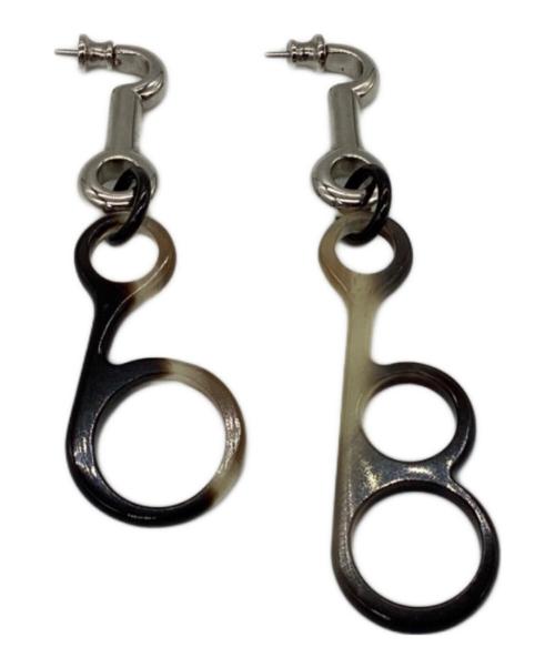 HERMES（エルメス）HERMES (エルメス) ピアス ラプソディ バッファローホーン ブラウン×シルバーの古着・服飾アイテム