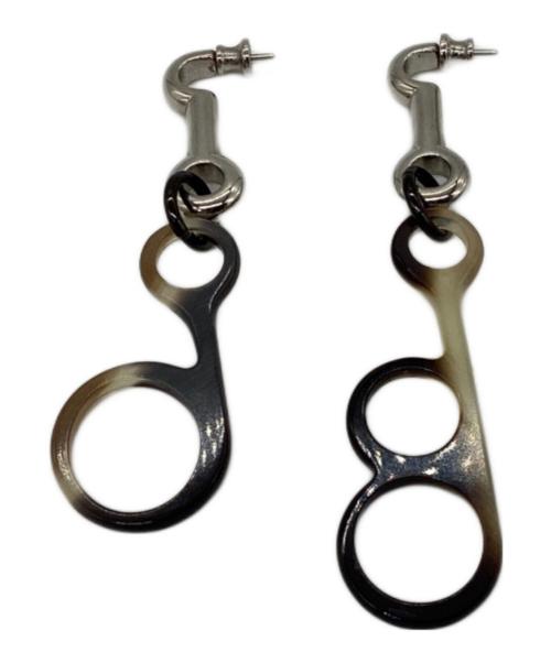 HERMES（エルメス）HERMES (エルメス) ピアス ラプソディ バッファローホーン ブラウン×シルバーの古着・服飾アイテム