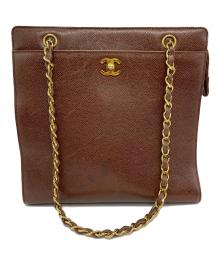 CHANEL（シャネル）の古着「キャビアスキン チェーンショルダーバッグ」｜ブラウン